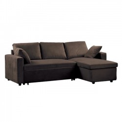 Καναπές κρεβάτι γωνία αριστερή και δεξιά σκούρο καφέ microfiber c10308