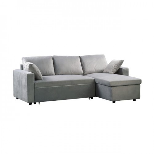 Καναπές κρεβάτι γωνία αριστερή και δεξιά γκρι microfiber c10309