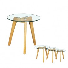 Βοηθητικό τραπεζάκι φ50/h46cm ξύλο γυαλί 8mm c10750 Βοηθητικό τραπεζάκι φ50/h46cm ξύλο γυαλί 8mm c10750