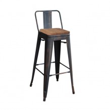 Σκαμπώ μπαρ με πλάτη antique black  c10888