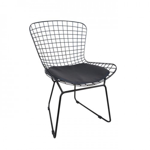 Καρέκλα μεταλλική mesh μαύρη μαξιλάρι μαύρο pu c10945