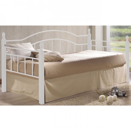 Κρεβάτι 90x190cm μεταλλικό άσπρο ξύλο άσπρο c10967