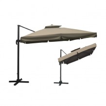 Ομπρέλα τηλεσκοπική κρεμαστή αλουμινίου 3x3m ανθρακί ύφασμα μπεζ με μεταλλική βάση βαρέως τύπου c11324
