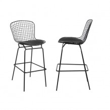 Σκαμπώ μπαρ μεταλλικό mesh μαύρο μαξιλάρι μαύρο pu c11416