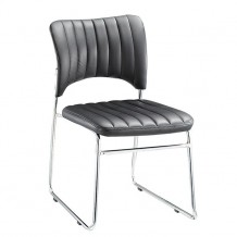 Καρέκλα γραφείου επισκέπτη χρωμίου με δερματίνη μαύρη c20071