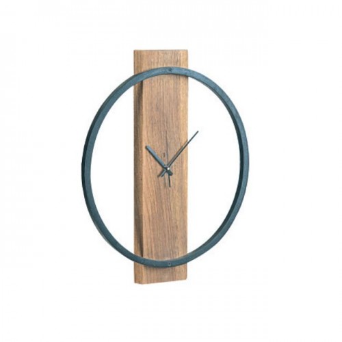 Ρολόι τοίχου μεταλλικό μαύρο με ξύλο φυσικό ακακία c20141