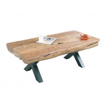 Τραπέζι σαλονιού μεταλλικό μαύρο με ξύλο φυσικό ακακία c20153