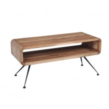 Τραπέζι σαλονιού μεταλλικό μαύρο με ξύλο φυσικό ακακία c20158