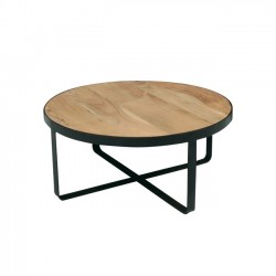 Τραπέζι σαλονιού μεταλλικό μαύρο με ξύλο φυσικό ακακία c20159