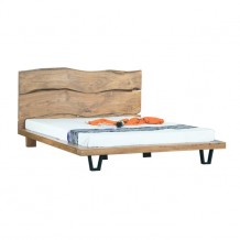 Κρεβάτι διπλό μεταλλικό μαύρο με ξύλο φυσικό ακακία c20167