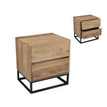 Κομοδίνο μεταλλικό μαύρο με ξύλο φυσικό ακακία c20175 Κομοδίνο μεταλλικό μαύρο με ξύλο φυσικό ακακία c20175