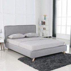 Κρεβάτι διπλό με ύφασμα ανοιχτό γκρι c20515