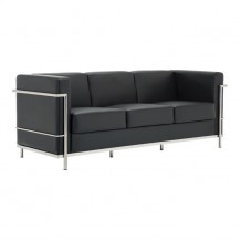 Καναπές 3 θέσεων inox με δερματίνη μαύρη c20538 Καναπές 3 θέσεων inox με δερματίνη μαύρη c20538