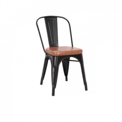 Καρέκλα μεταλλική μαύρη με δερματίνη camel χρώμα c35487