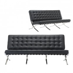Τριθέσιος καναπές με δερματίνη μαύρη c35505