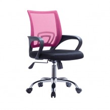 Πολυθρόνα γραφείου χρώμιο και ύφασμα mesh ροζ - μαύρο c35609