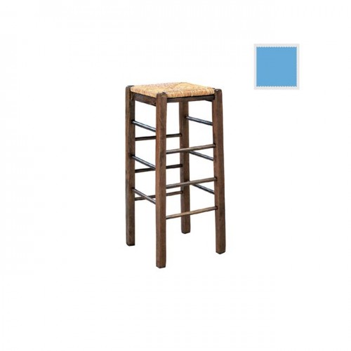 Σκαμπώ μπαρ ψάθα εμποτισμένο λάκα γαλάζιο c36019