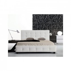 Κρεβάτι διπλό 150x200cm ξύλινο με λευκή δερματίνη c36023