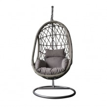 Κρεμαστή πολυθρόνα μέταλλο με wicker γκρι και μαξιλάρι cappuccino απόχρωση c36029 Κρεμαστή πολυθρόνα μέταλλο με wicker γκρι και μαξιλάρι cappuccino απόχρωση c36029