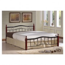 Κρεβάτι διπλό 150x200cm μέταλλο ξύλο καρυδί c36407