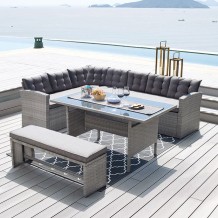 Σετ σαλόνι wicker γκρι c36408