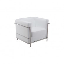 Πολυθρόνα inox με δερματίνη άσπρη c36426