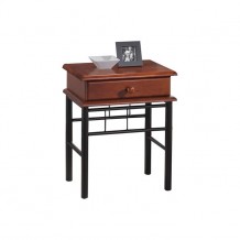 Κομοδίνο 33x45cm μεταλλικό μαύρο ξύλο καρυδί c9152