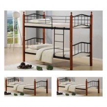 Κρεβάτι κουκέτα 90x200cm μεταλλικό μαύρο ξύλο καρυδί c9226