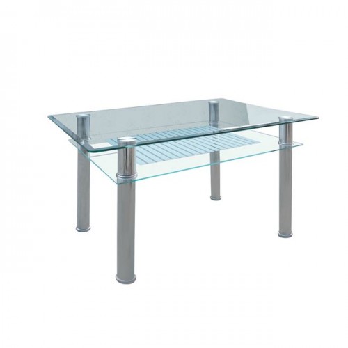 Τραπέζι 90x60cm inox γυαλί c9468