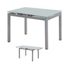 Τραπέζι 110+(30+30)x70cm γυαλί άσπρο βαφή γκρι c9616 Τραπέζι 110+(30+30)x70cm γυαλί άσπρο βαφή γκρι c9616
