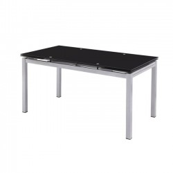 Τραπέζι 110+(30+30)x70cm γυαλί μαύρο βαφή γκρι c9632