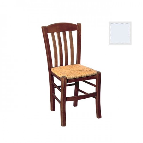 Καρέκλα ψάθα εμποτισμένη λάκα λευκή c9795