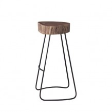 Σκαμπώ μπαρ ακακία φυσικό μεταλλικό μαύρο c9819