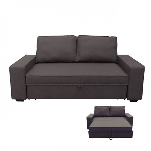 Καναπές κρεβάτι nabuk σκούρο καφέ 176x102x91cm c9844