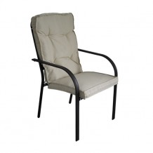 Πολυθρόνα μεταλλική ανθρακί με μαξιλάρι μπεζ c9930