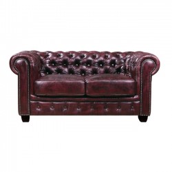 Καναπές 2 θέσεων δέρμα antique red 160x92x72cm c9990