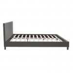 Κρεβάτι Nevil διπλό 150x200 με ύφασμα χρώμα ανθρακί με ανατομικές τάβλες c118215