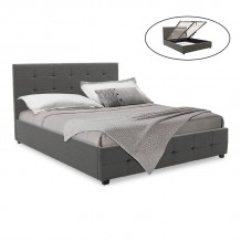 Κρεβάτι Roi διπλό 160x200 ύφασμα ανθρακί αποθηκευτικό χώρο με ανατομικές τάβλες c118217