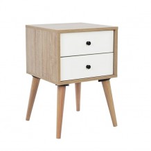 Κομοδίνο με 2 συρτάρια φυσικό λευκό χρώμα c12221