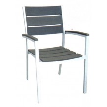 Πολυθρόνα λευκού αλουμινίου με polywood γκρί 108β