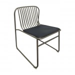 STRIPE Καρέκλα Μέταλλο Sand Brown Μαξιλάρι Μαύρο Pu c129907