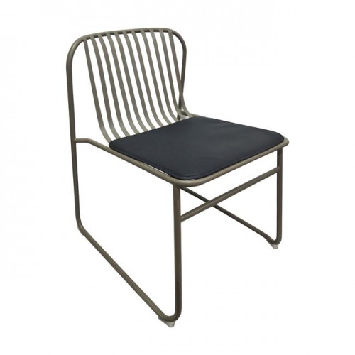 STRIPE Καρέκλα Μέταλλο Sand Brown Μαξιλάρι Μαύρο Pu c129907