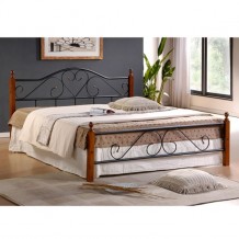 Κρεβάτι μεταλλικό διπλό με ξύλινα πόδια c14520