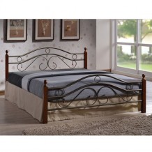 Κρεβάτι μεταλλικό διπλό με ξύλινα πόδια c14521