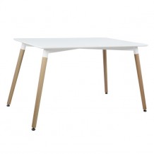 Τραπέζι minimal λευκό με ξύλινα πόδια c14619 Τραπέζι minimal λευκό με ξύλινα πόδια c14619