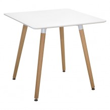 Τραπέζι minimal λευκό με ξύλινα πόδια c14624 Τραπέζι minimal λευκό με ξύλινα πόδια c14624
