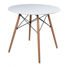 Τραπέζι minimal λευκό με ξύλινα πόδια c14626 Τραπέζι minimal λευκό με ξύλινα πόδια c14626