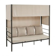 SKY Κρεβάτι Εξωτερικού Χώρου Μεταλλικό Ανθρακί Ύφασμα Εκρού c152002