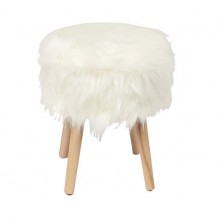 JAMO Σκαμπώ Φυσικό Συνθετική Γούνα Άσπρη c152465