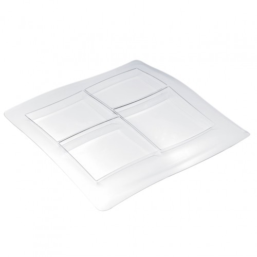 Σετ 12 Δίσκοι Πιάτα με 4 τμήματα πλαστικά δαφανές πολυτελείας  35x36cm c156999